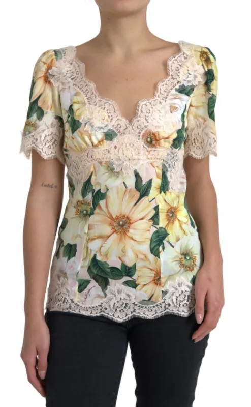 Elegant Floral Print Silk Blouse sold by Louxly