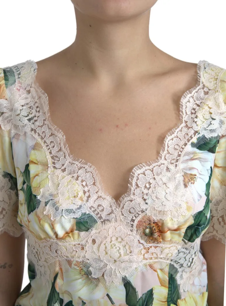 Elegant Floral Print Silk Blouse sold by Louxly product image thumbnail 3