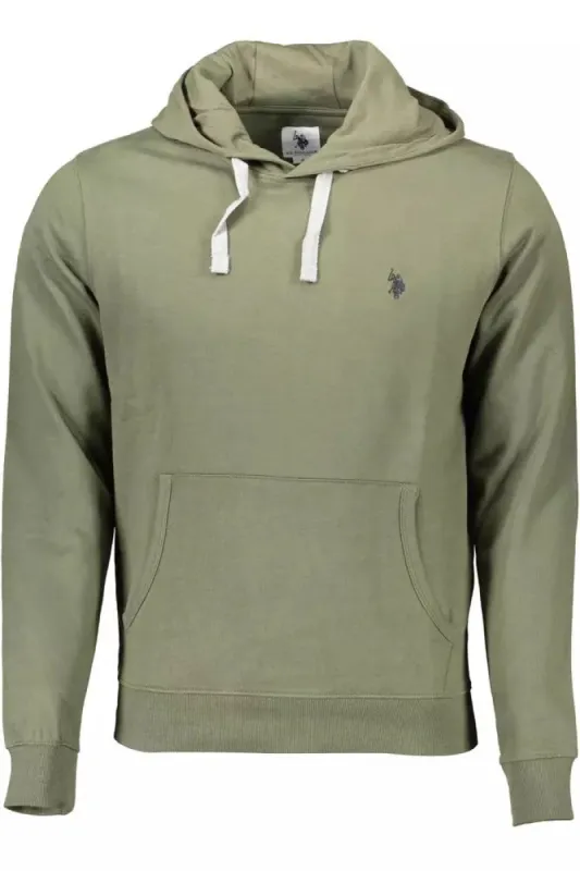 Elegant Green Hooded Sweatshirt With Logo sold by Louxly