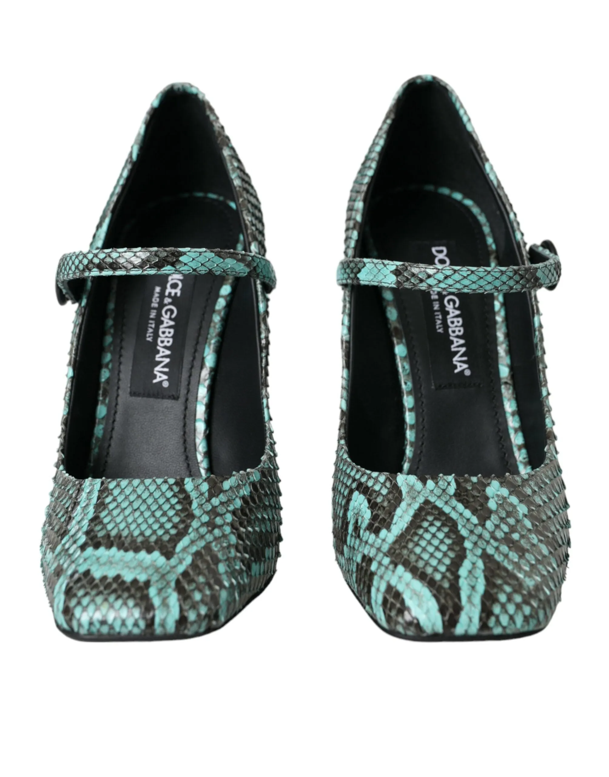 Aqua Python Leather Mary Jane Pumps Shoes sold by Louxly product image thumbnail 2