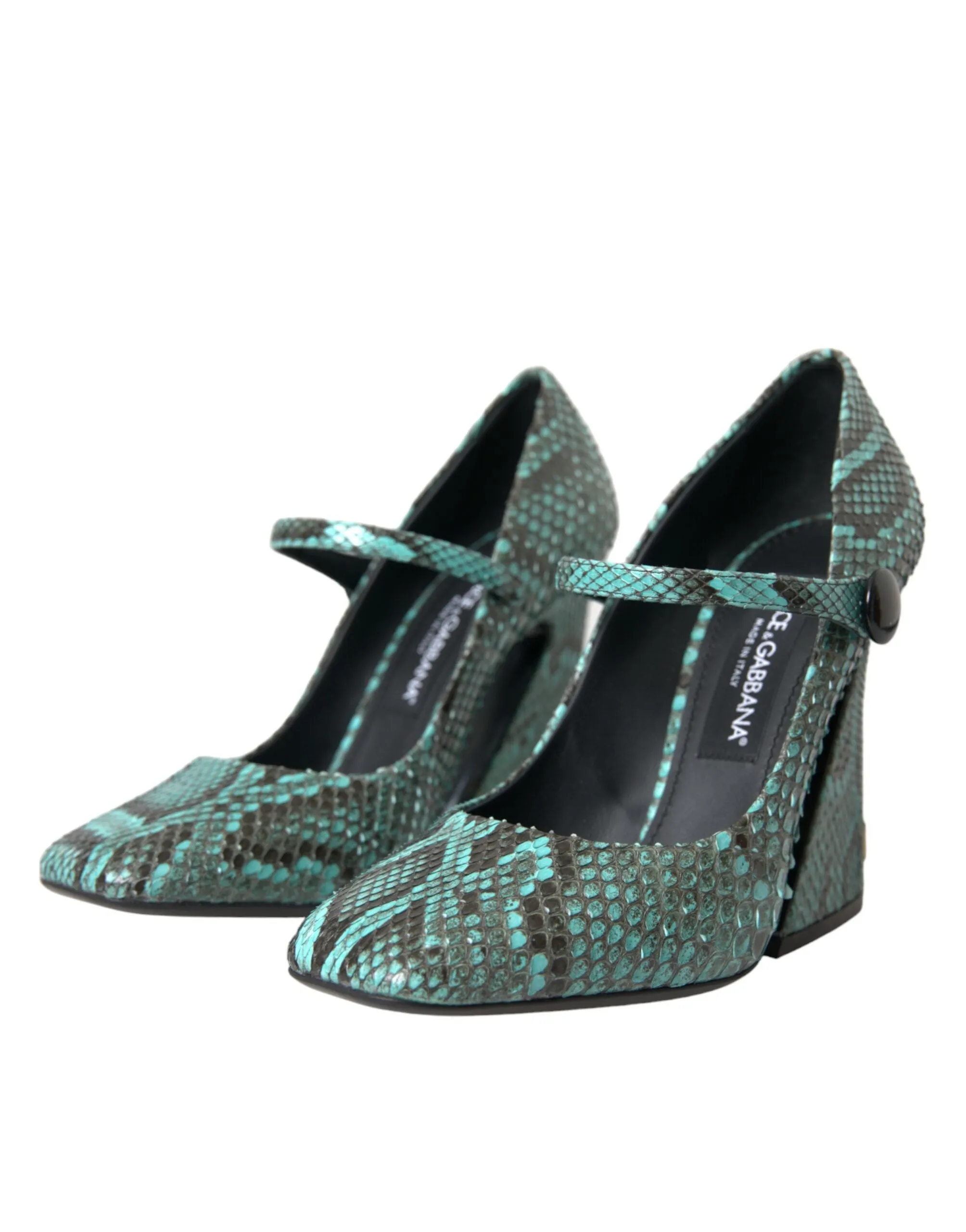 Aqua Python Leather Mary Jane Pumps Shoes sold by Louxly product image thumbnail 3
