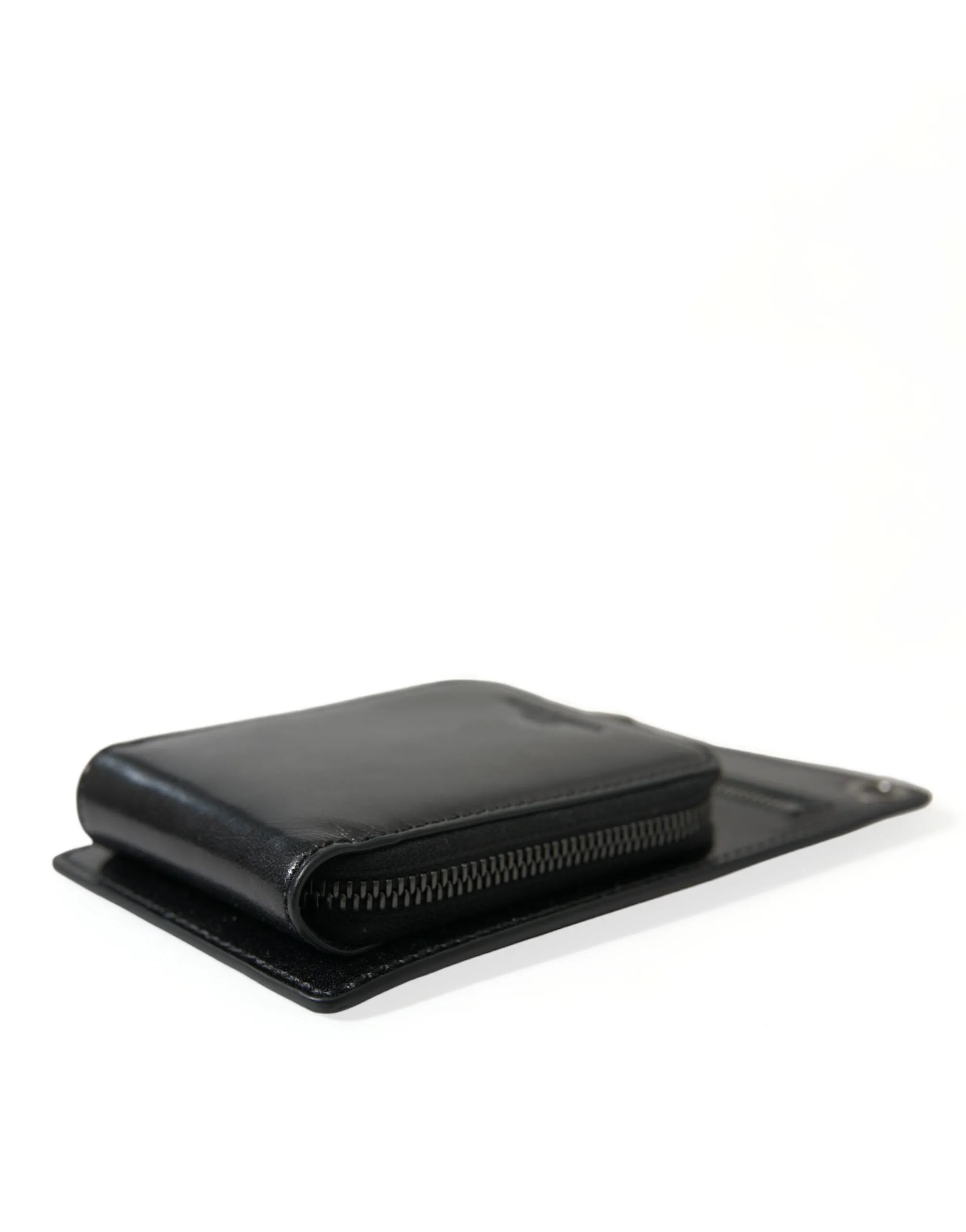 Black Calf Leather Zip Logo Shoulder Neck Strap Wallet sold by Louxly product image thumbnail 3