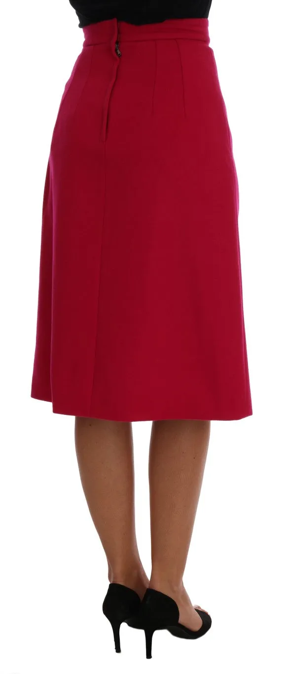 Elegant Pink Wool A-Line Knee-Length Skirt sold by Louxly product image thumbnail 3