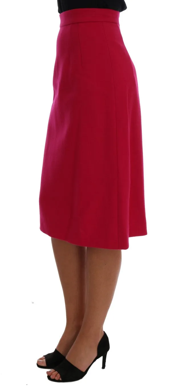 Elegant Pink Wool A-Line Knee-Length Skirt sold by Louxly product image thumbnail 2