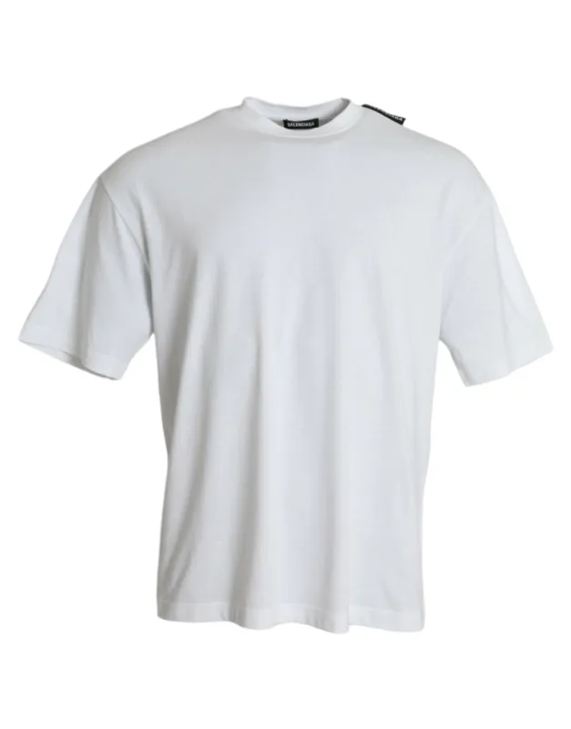 Off White Cotton Jersey Round Neck T-shirt sold by Louxly