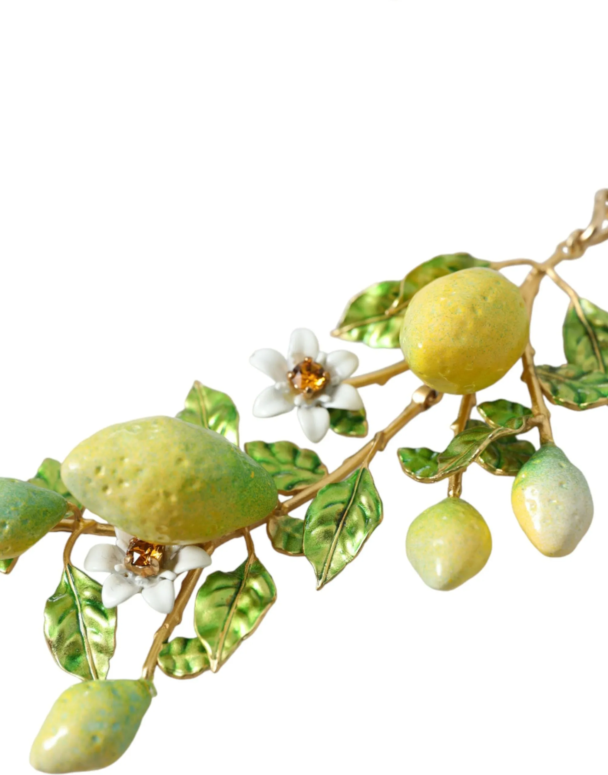 Gold Brass Chain Crystal Lemon Lily Pendant Necklace sold by Louxly product image thumbnail 3