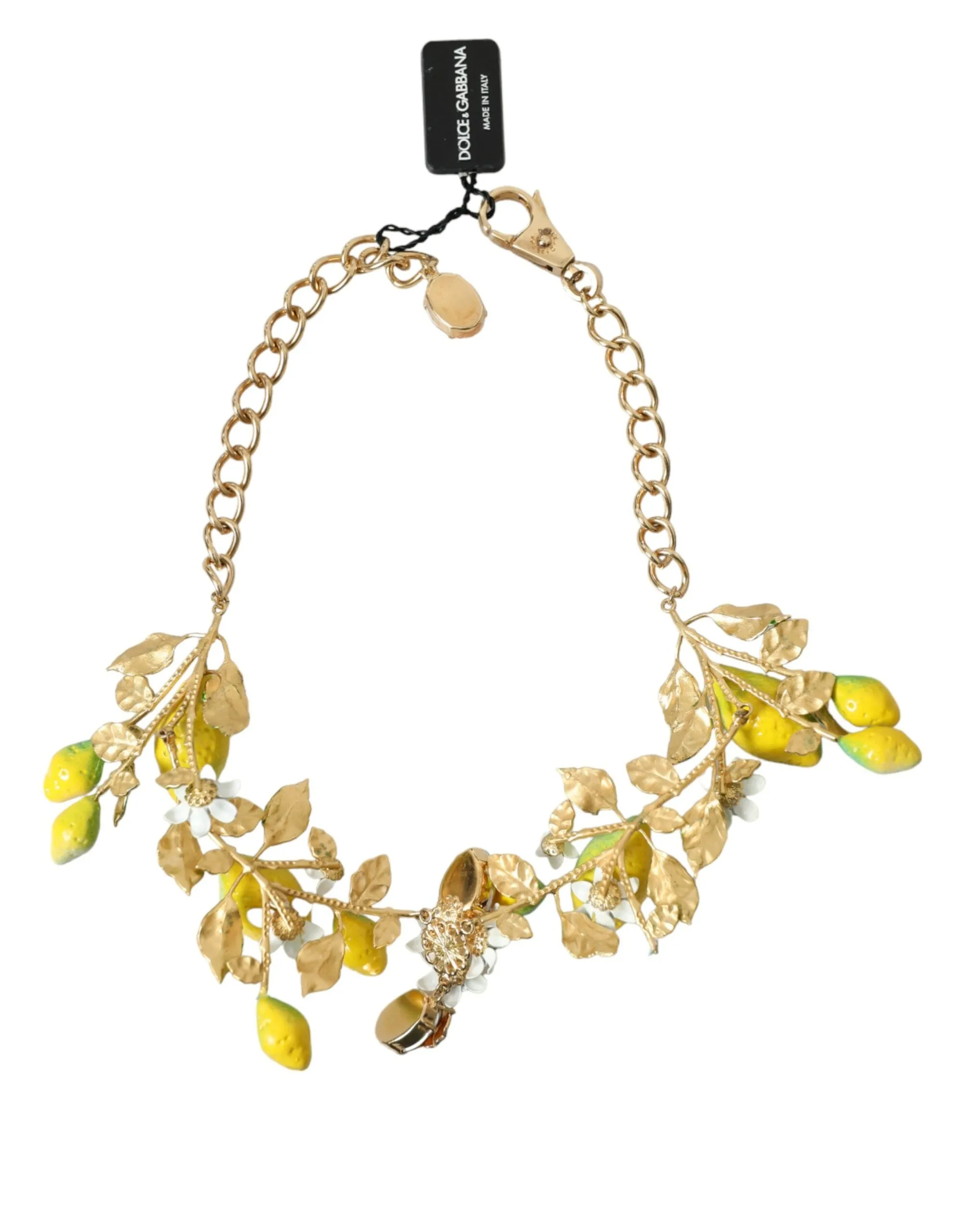 Gold Brass Chain Crystal Lemon Lily Pendant Necklace sold by Louxly product image thumbnail 4