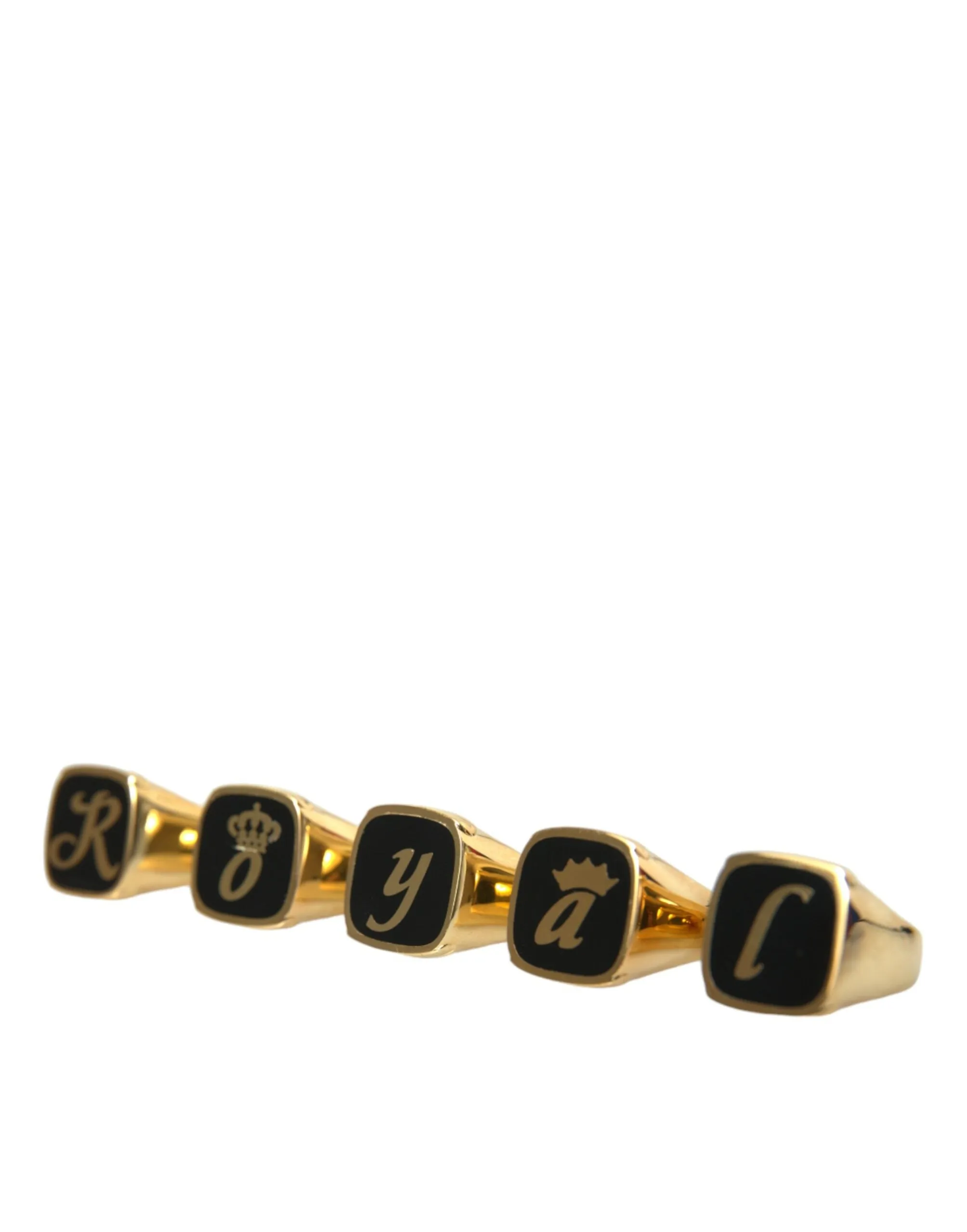 Gold Brass ROYAL Enamel Set of 5 Ring sold by Louxly