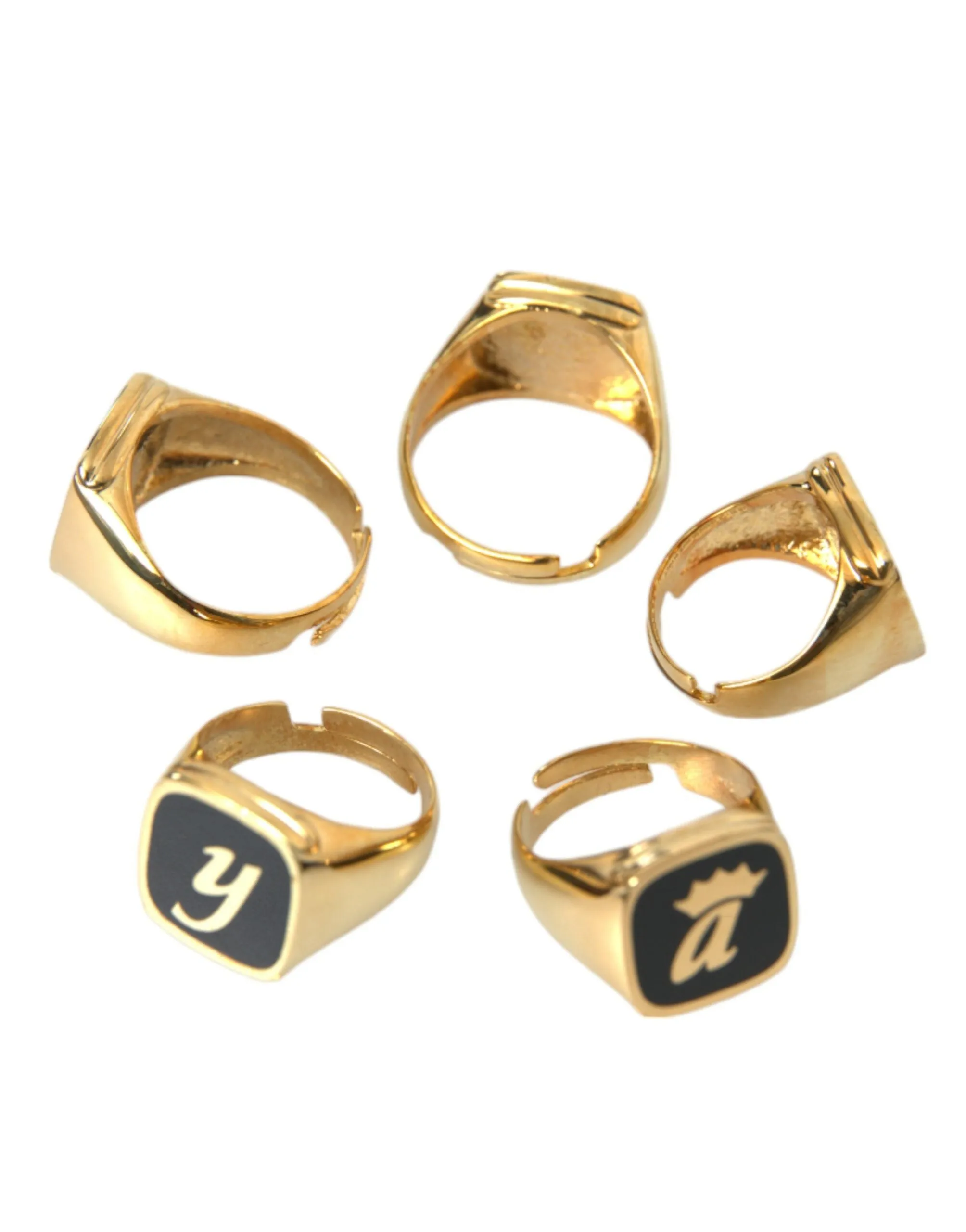 Gold Brass ROYAL Enamel Set of 5 Ring sold by Louxly product image thumbnail 5