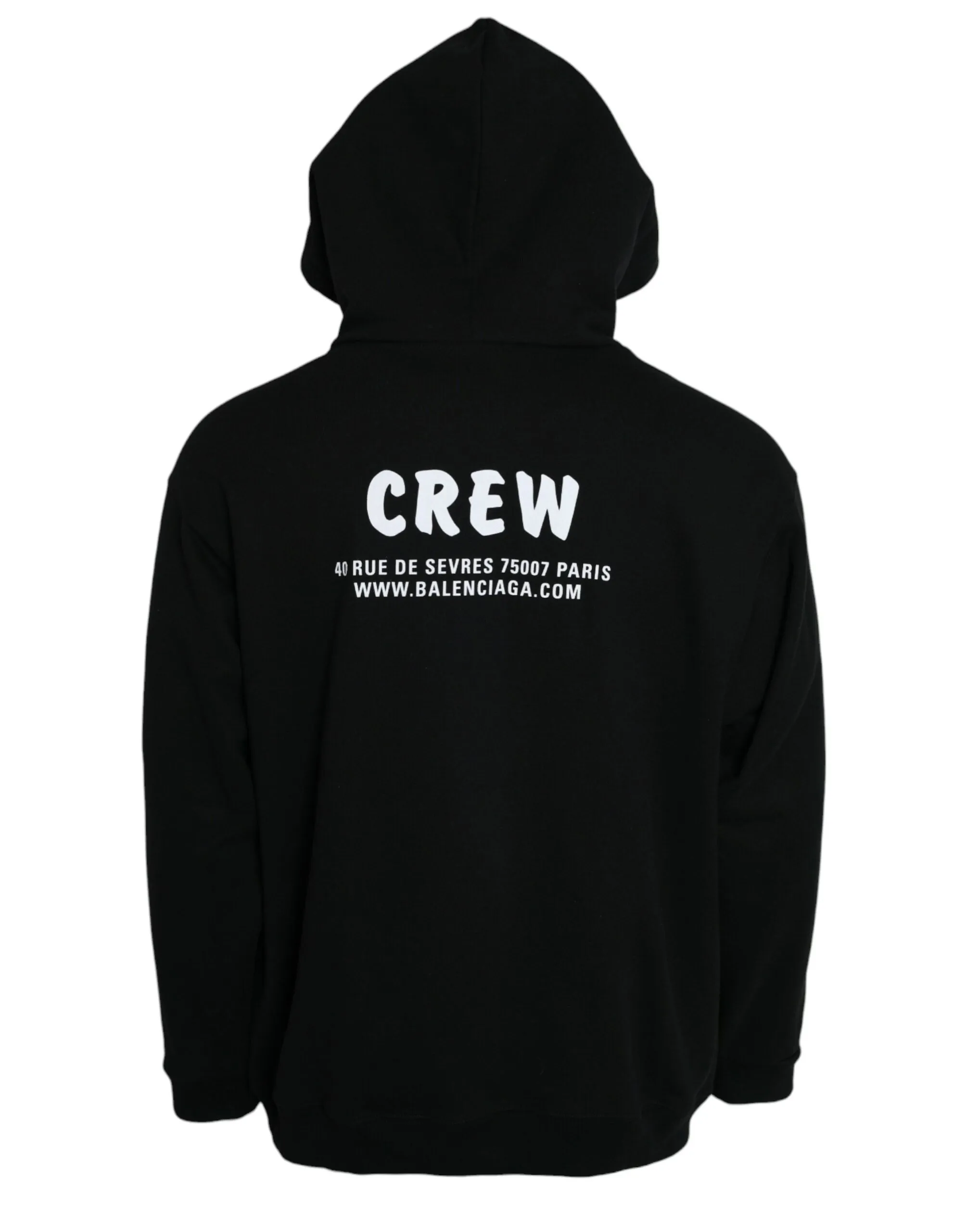 Black Cotton CREW Hooded Pullover Sweatshirt Sweater sold by Louxly product image thumbnail 3