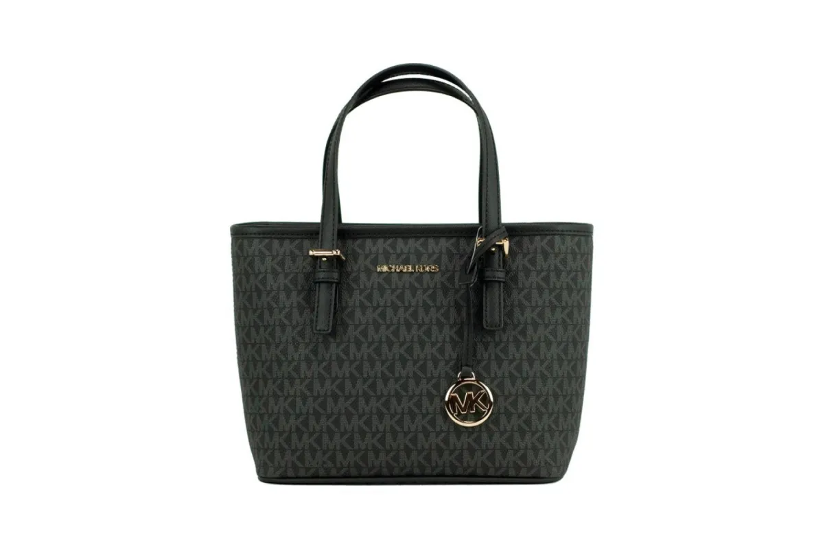 Jet Set Black Signature XS Carryall Top Zip Tote Bag Purse sold by Louxly