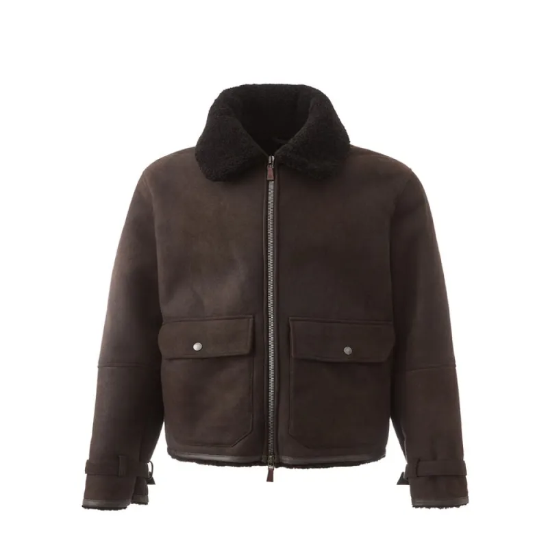 Elegant Montone Leather Brown Jacket made by Lardini