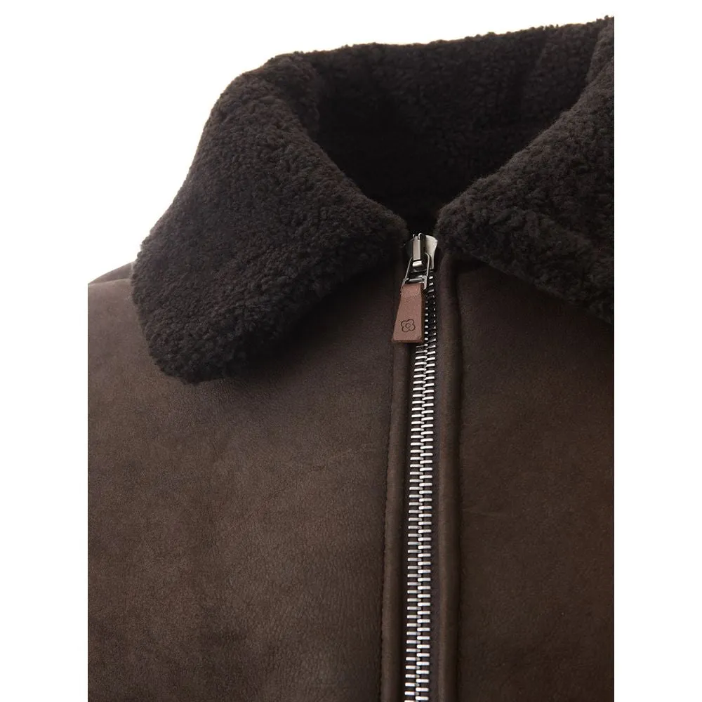 Elegant Montone Leather Brown Jacket sold by Louxly product image thumbnail 3