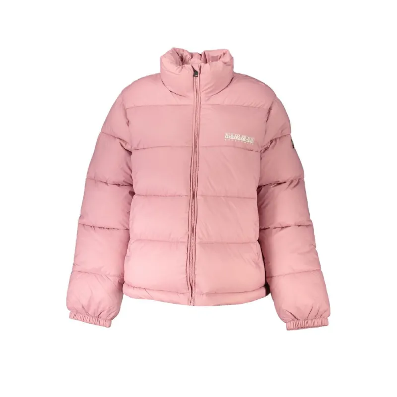 Chic Pink Polyamide Long Sleeve Jacket sold by Louxly
