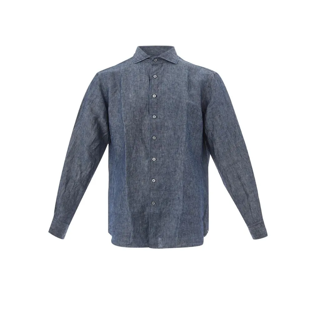 Elegant Flax Blue Shirt for Men sold by Louxly