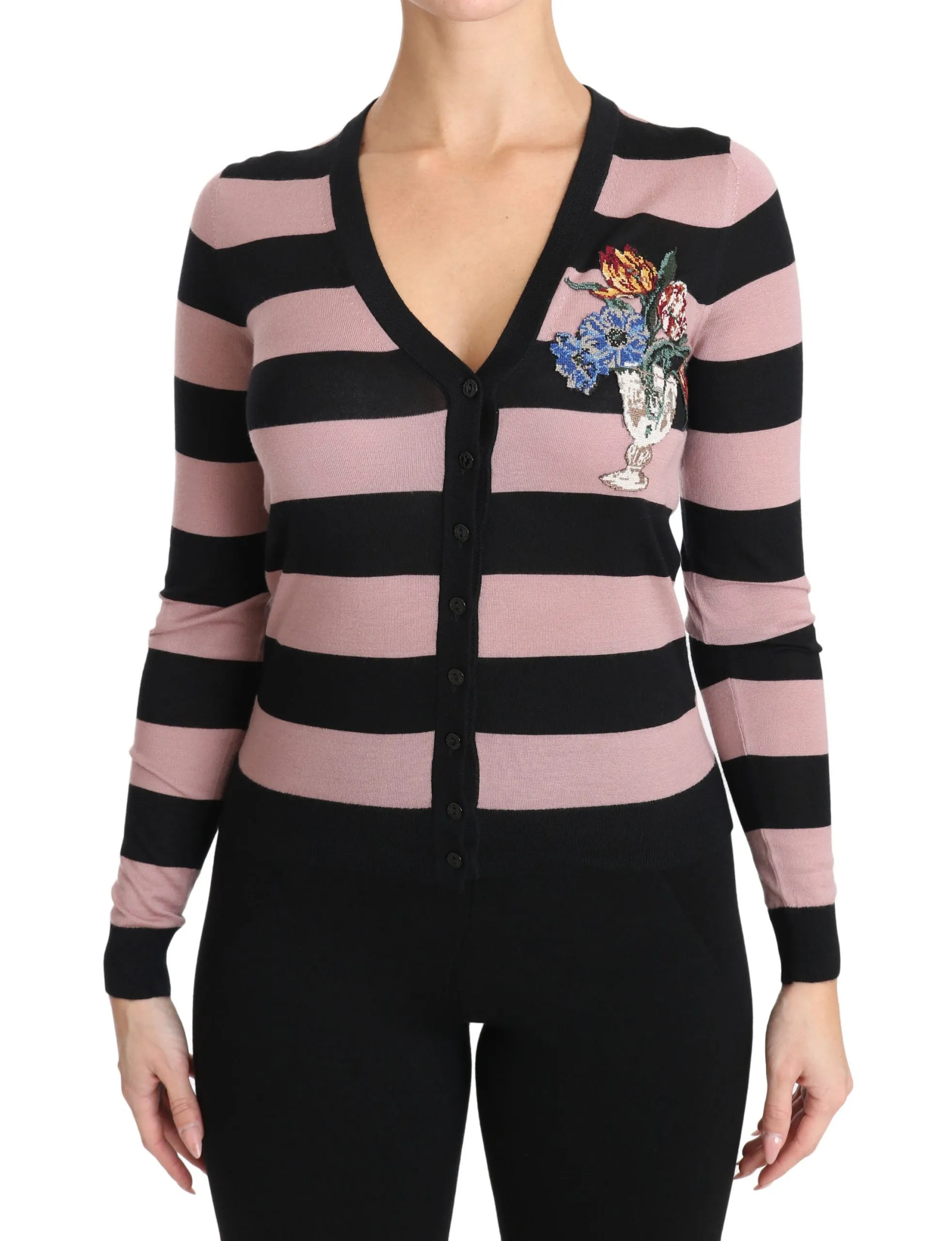 Elegant Floral Embroidered Cashmere Cardigan sold by Louxly