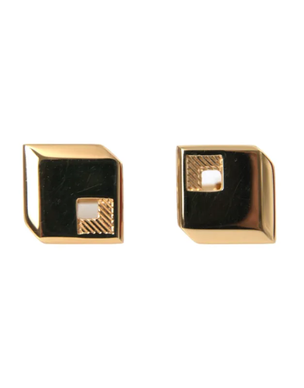 Gold Plated Metal Brass Square Pin Cufflinks sold by Louxly