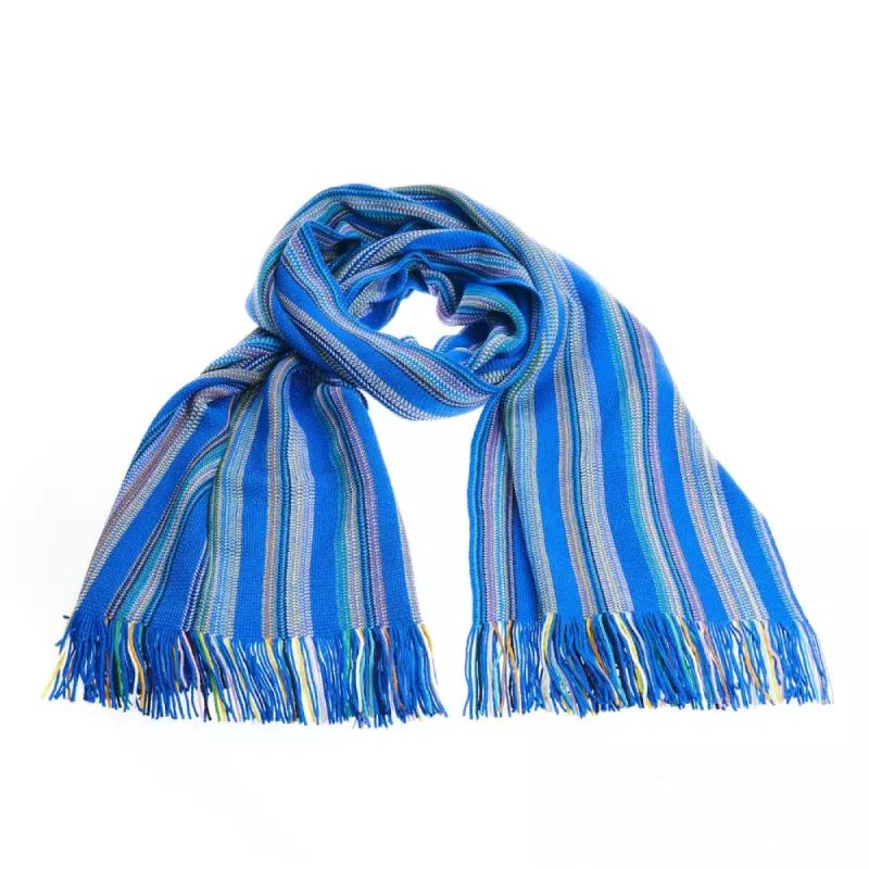 Vibrant Geometric Pattern Fringed Scarf sold by Louxly
