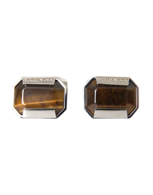 Silver Plated Brass Pin Crystal Cufflinks made by Louxly