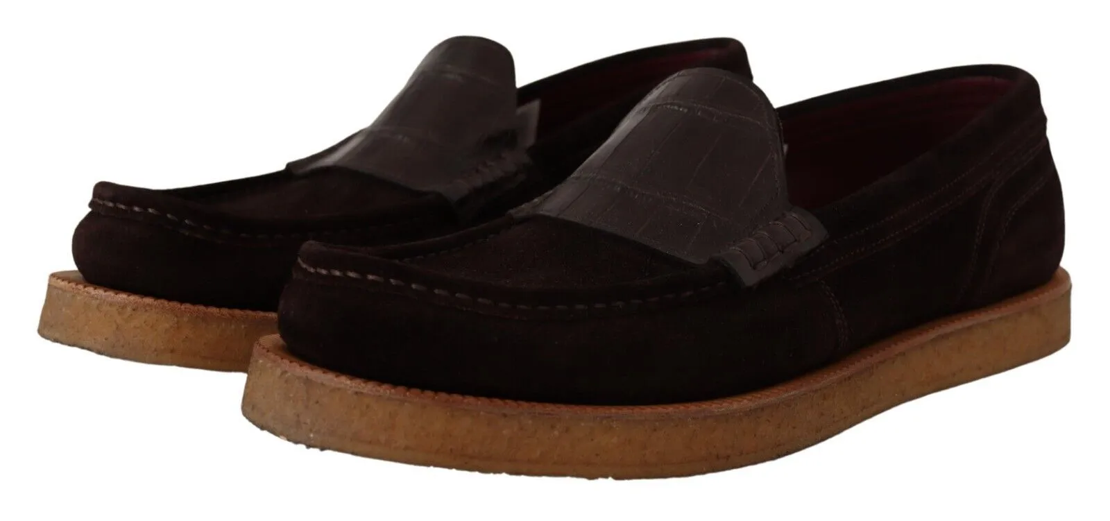 Elegant Suede Crocodile Loafers in Brown sold by Louxly product image thumbnail 3
