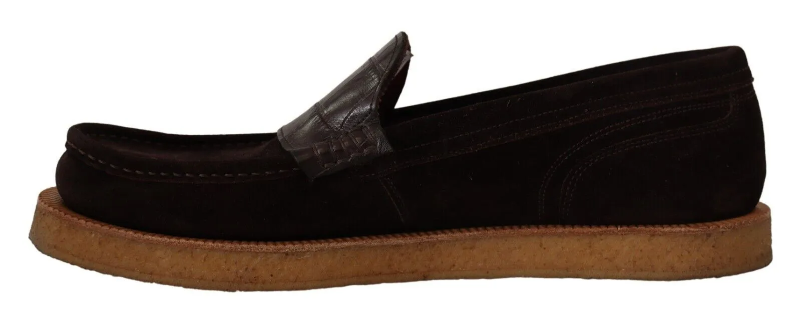 Elegant Suede Crocodile Loafers in Brown sold by Louxly product image thumbnail 5