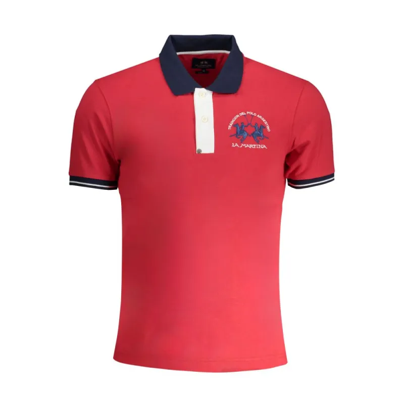 Red Cotton Polo Shirt sold by Louxly
