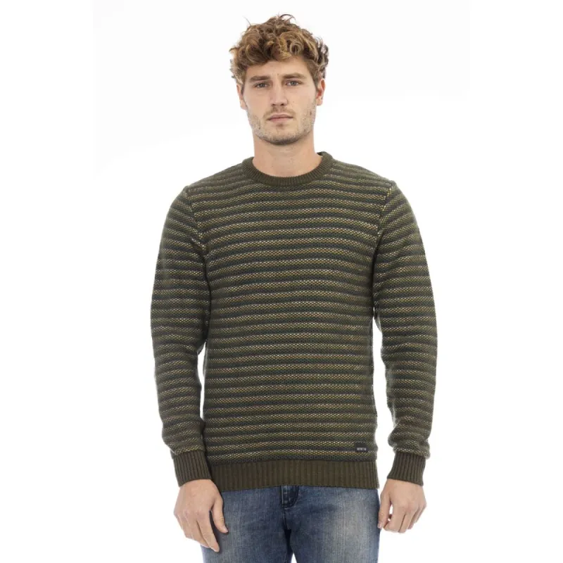 Elegant Green Crewneck Wool-Blend Sweater sold by Louxly