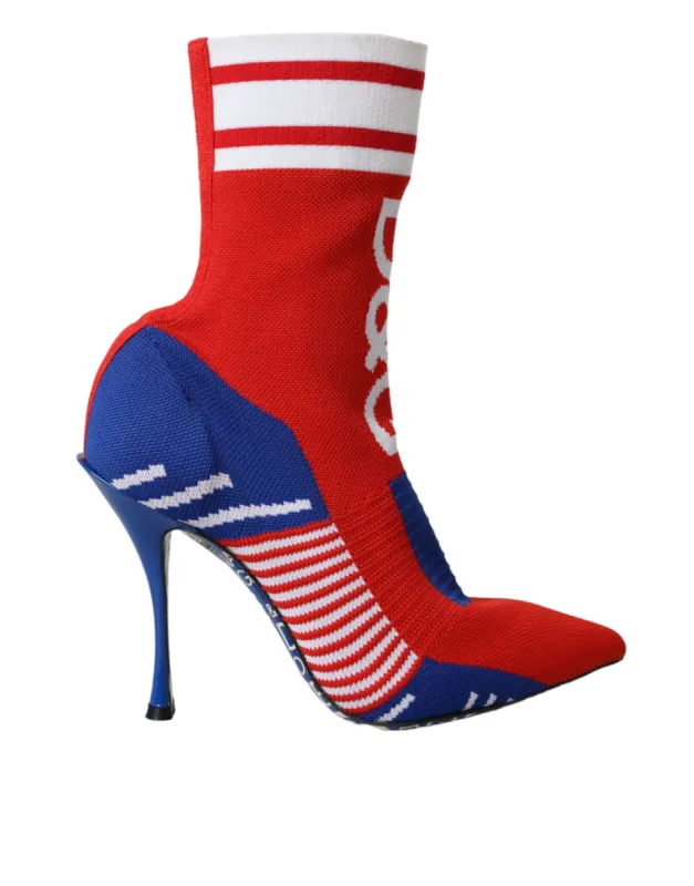 Red Blue Stretch Sock Style Short Boots Logo Shoes sold by Louxly