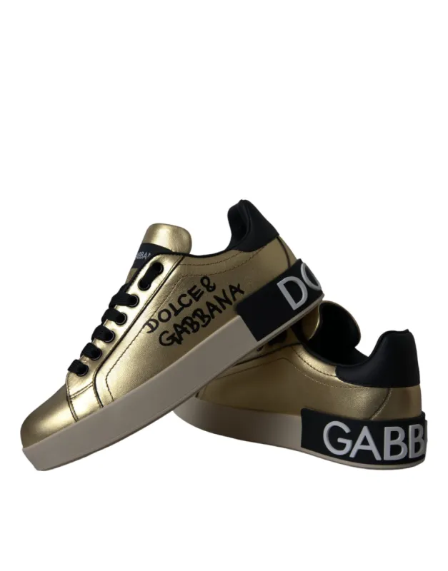 Gold Portofino Calf Leather Sneakers Women Shoes sold by Louxly