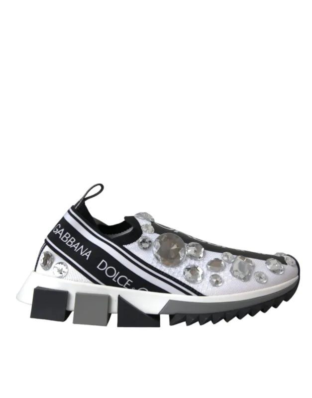 White Sorrento Crystals Sneakers Shoes sold by Louxly