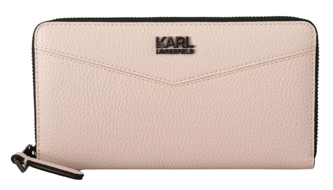 Elegant Mauve Leather Wallet - Secure & Stylish made by Karl Lagerfeld