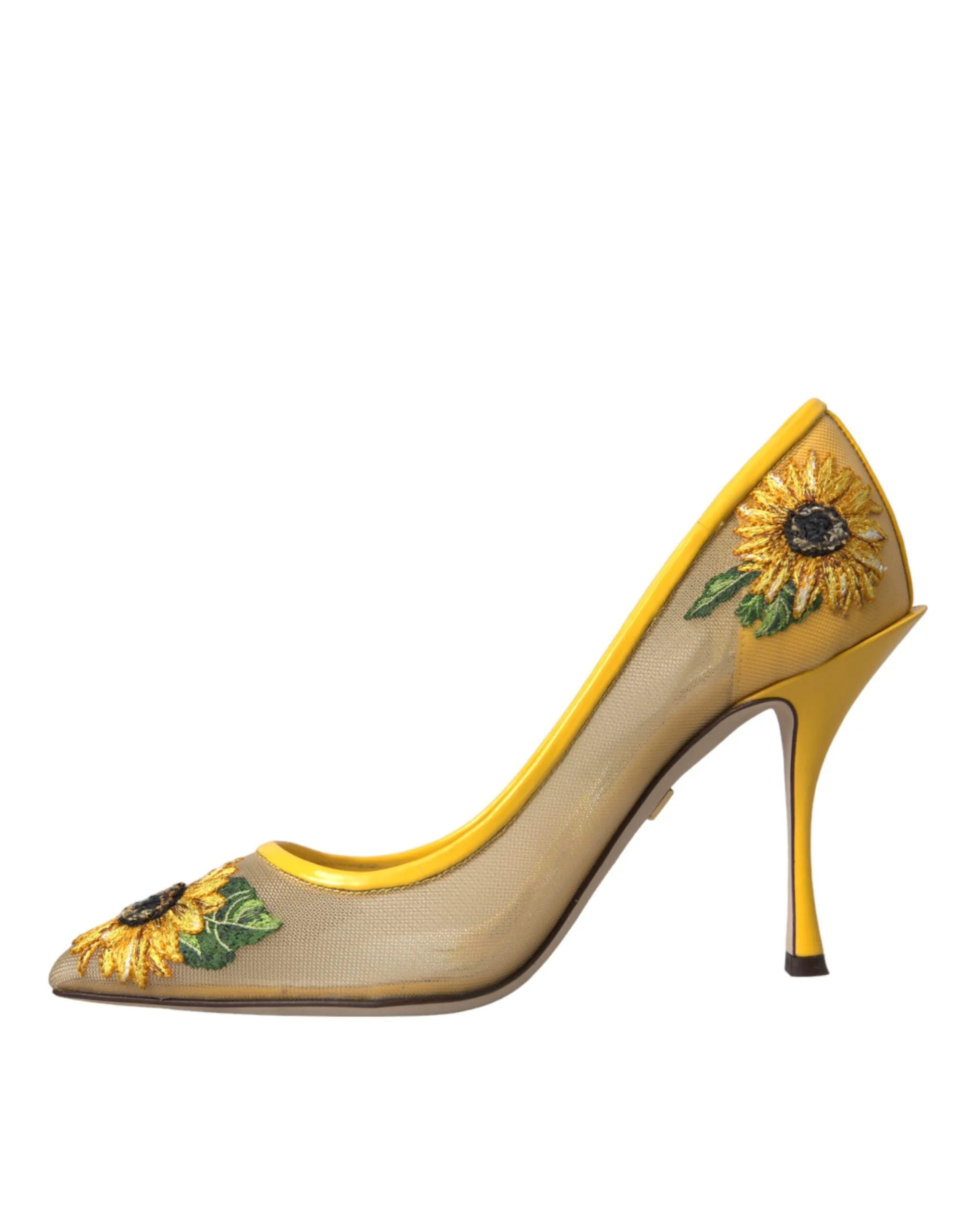 Yellow Sunflower Mesh Heels Pumps Shoes sold by Louxly product image thumbnail 5