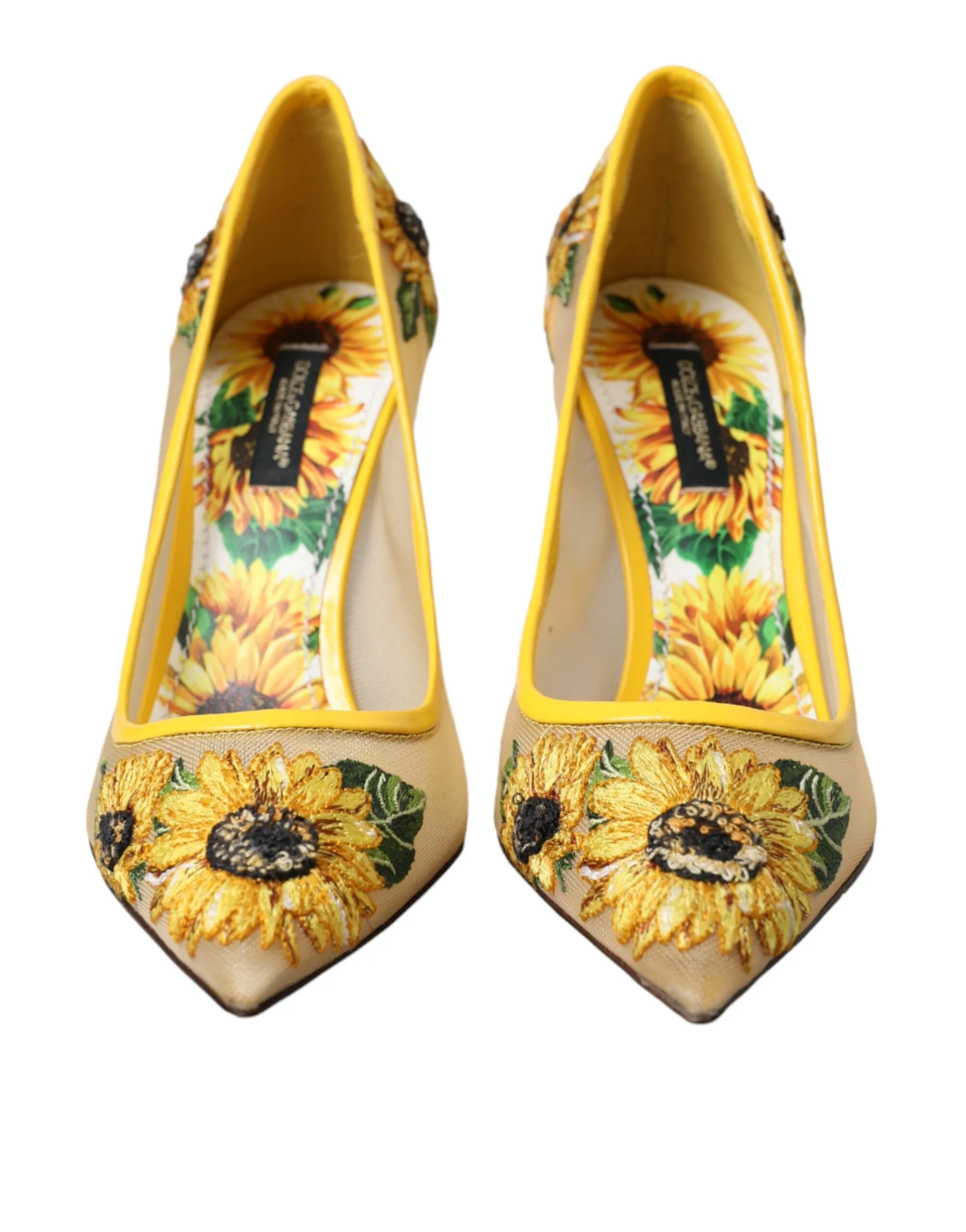 Yellow Sunflower Mesh Heels Pumps Shoes sold by Louxly product image thumbnail 2