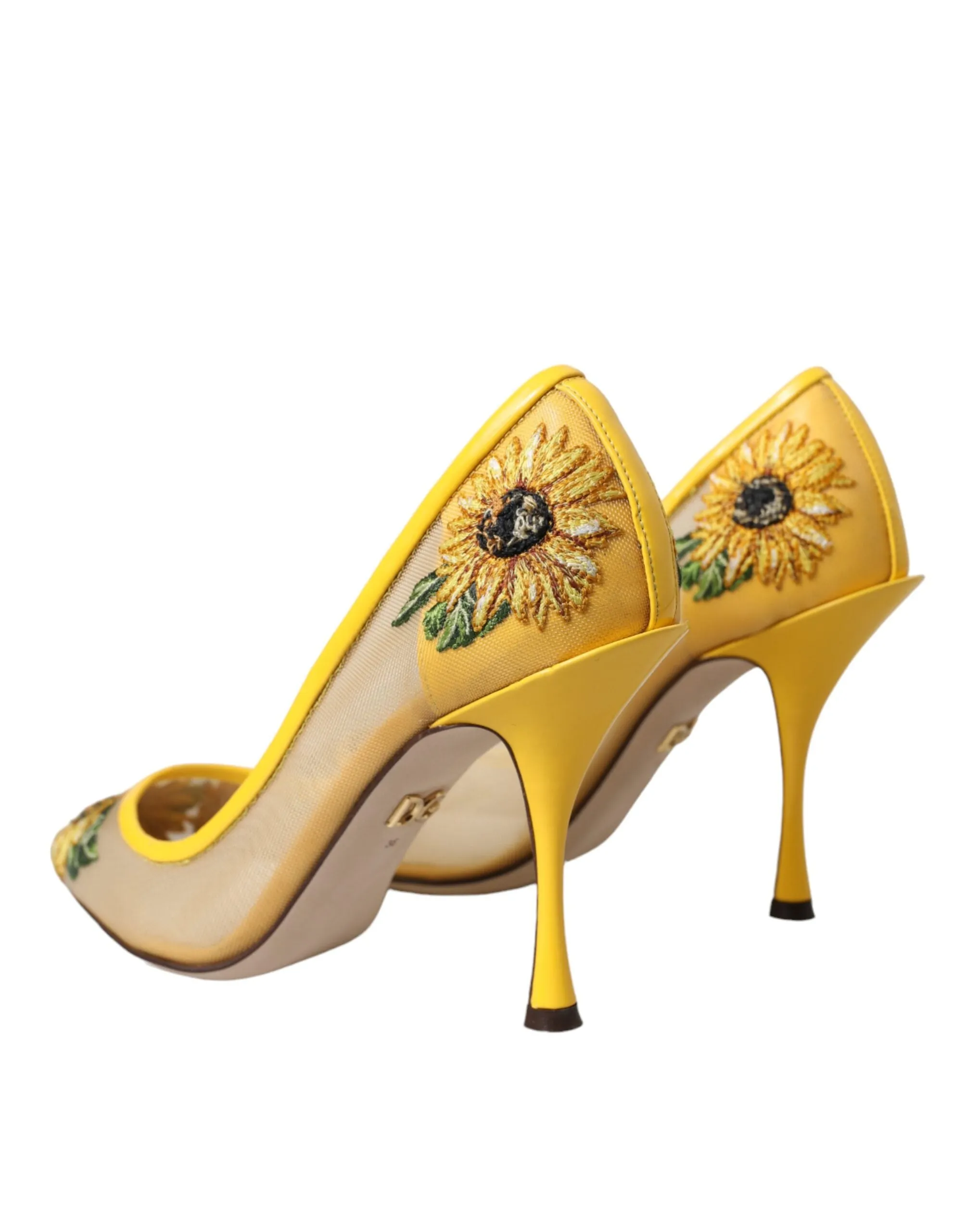 Yellow Sunflower Mesh Heels Pumps Shoes sold by Louxly product image thumbnail 4