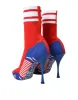 Red Blue Stretch Sock Style Ankle Boots Logo Shoes sold by Louxly
