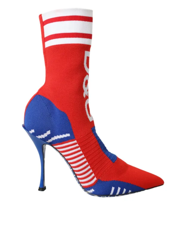 Red Blue Stretch Sock Style Ankle Boots Logo Shoes sold by Louxly