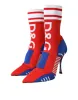 Red Blue Stretch Sock Style Ankle Boots Logo Shoes sold by Louxly