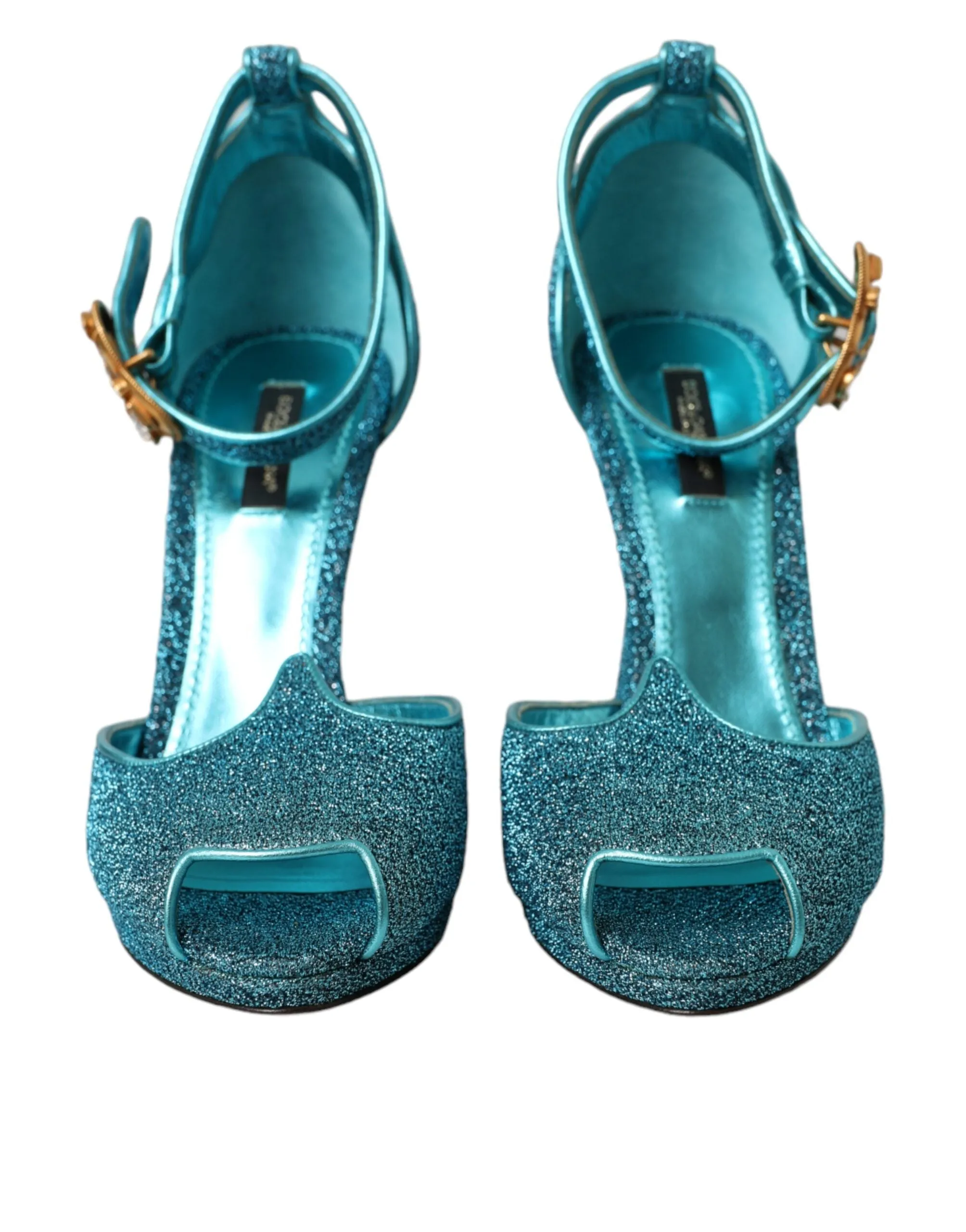 Blue Lurex Bejeweled Hand Heels Sandals Shoes sold by Louxly product image thumbnail 2