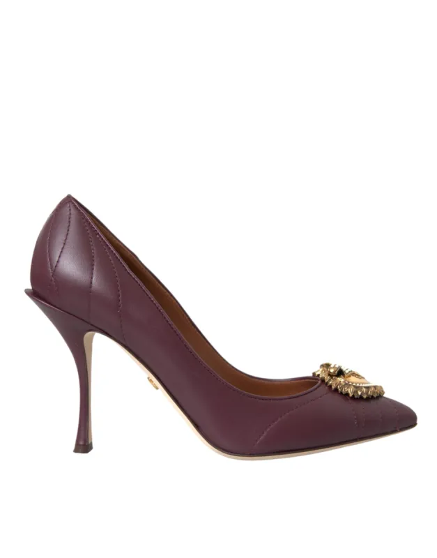 Bordeaux Leather Heart DEVOTION Pumps Shoes sold by Louxly