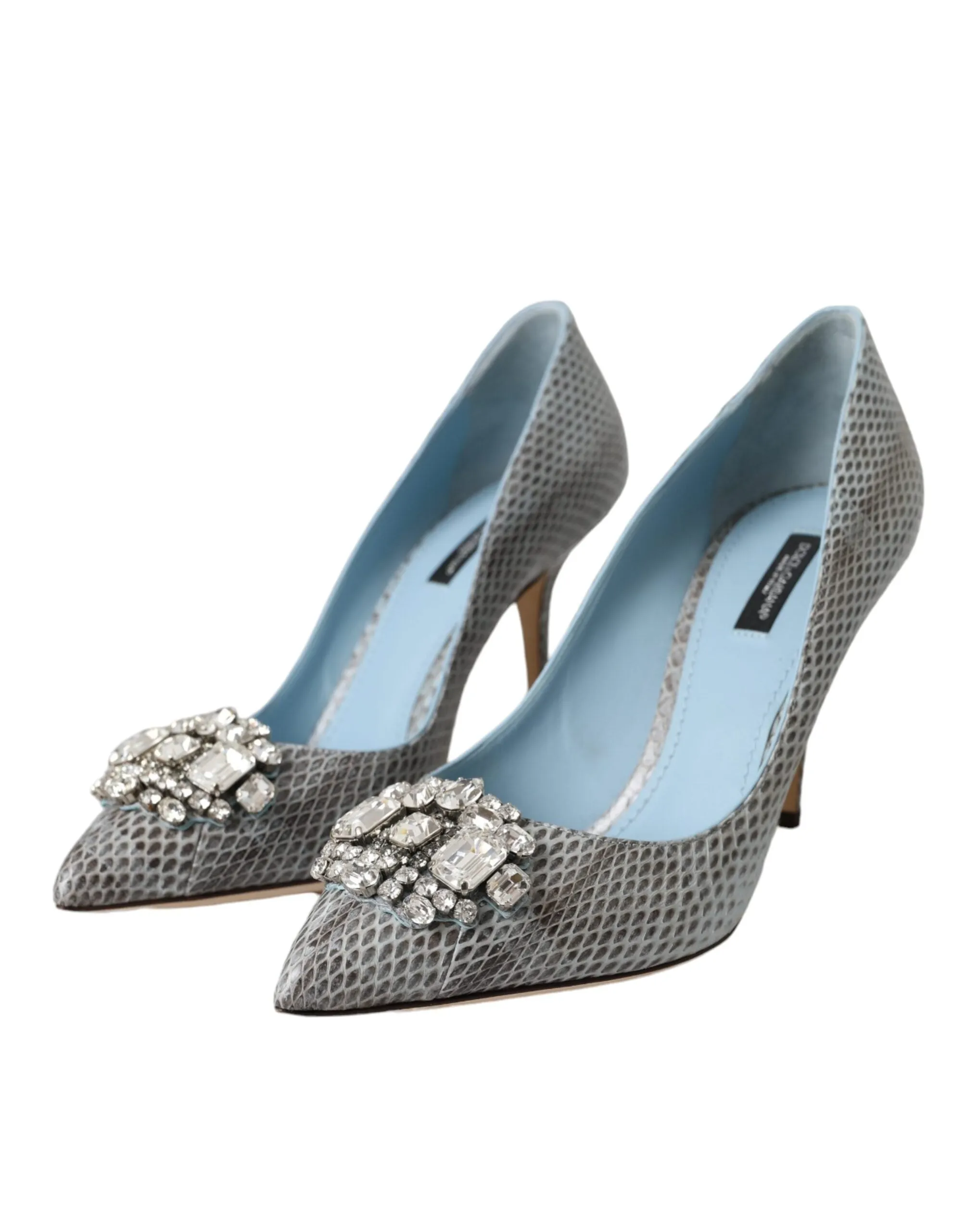 Light Blue Exotic Leather Crystal Bellucci Shoes sold by Louxly product image thumbnail 3