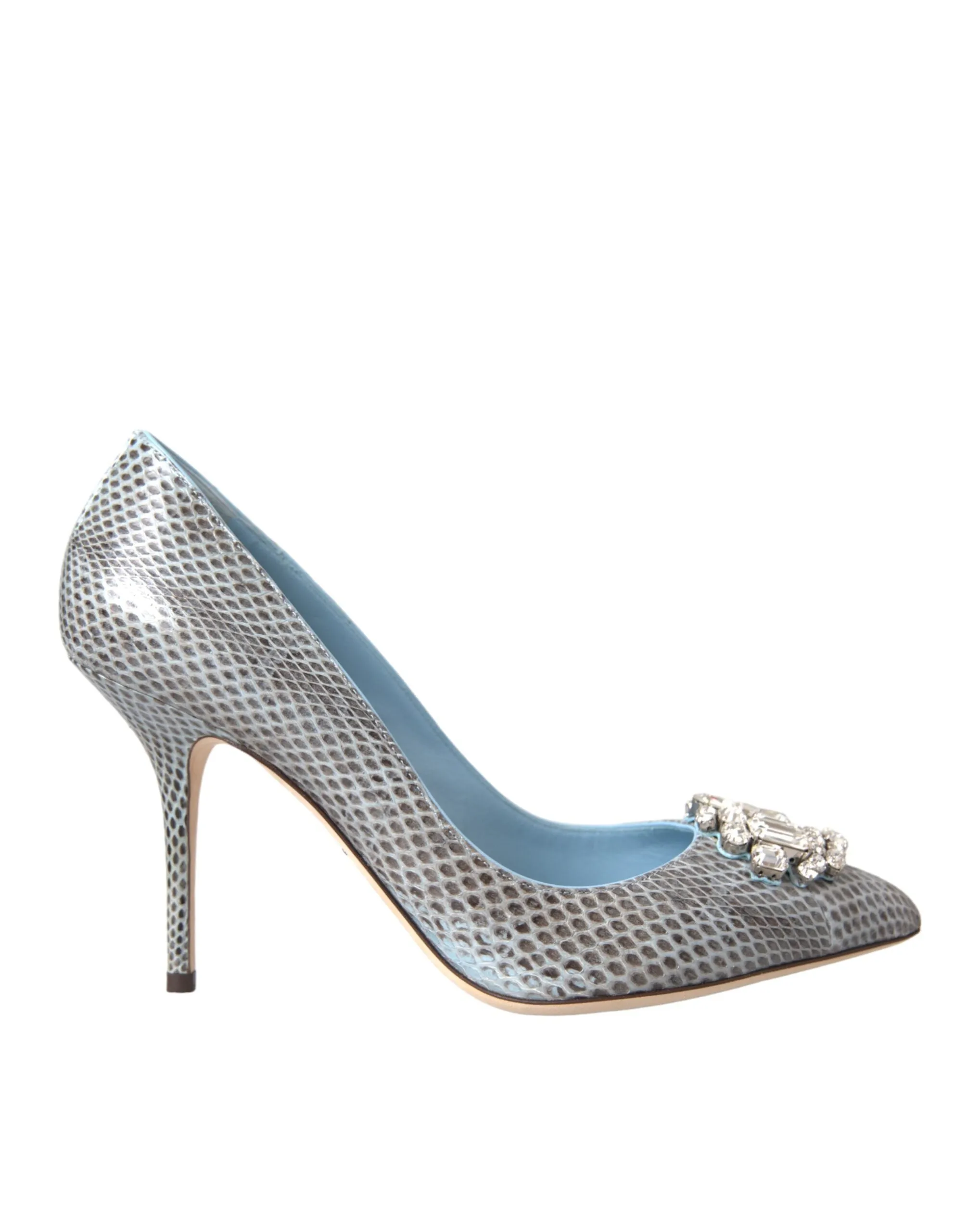 Light Blue Exotic Leather Crystal Bellucci Shoes sold by Louxly