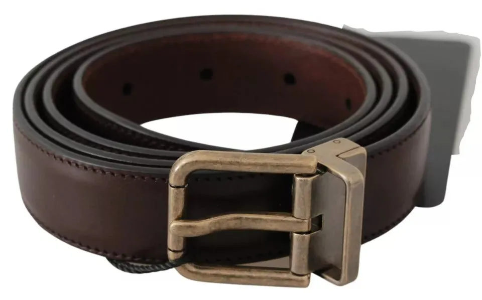 Brown Leather Gold Buckle Men Belt sold by Louxly