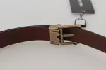 Brown Leather Gold Buckle Men Belt sold by Louxly