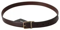 Brown Leather Gold Buckle Men Belt sold by Louxly