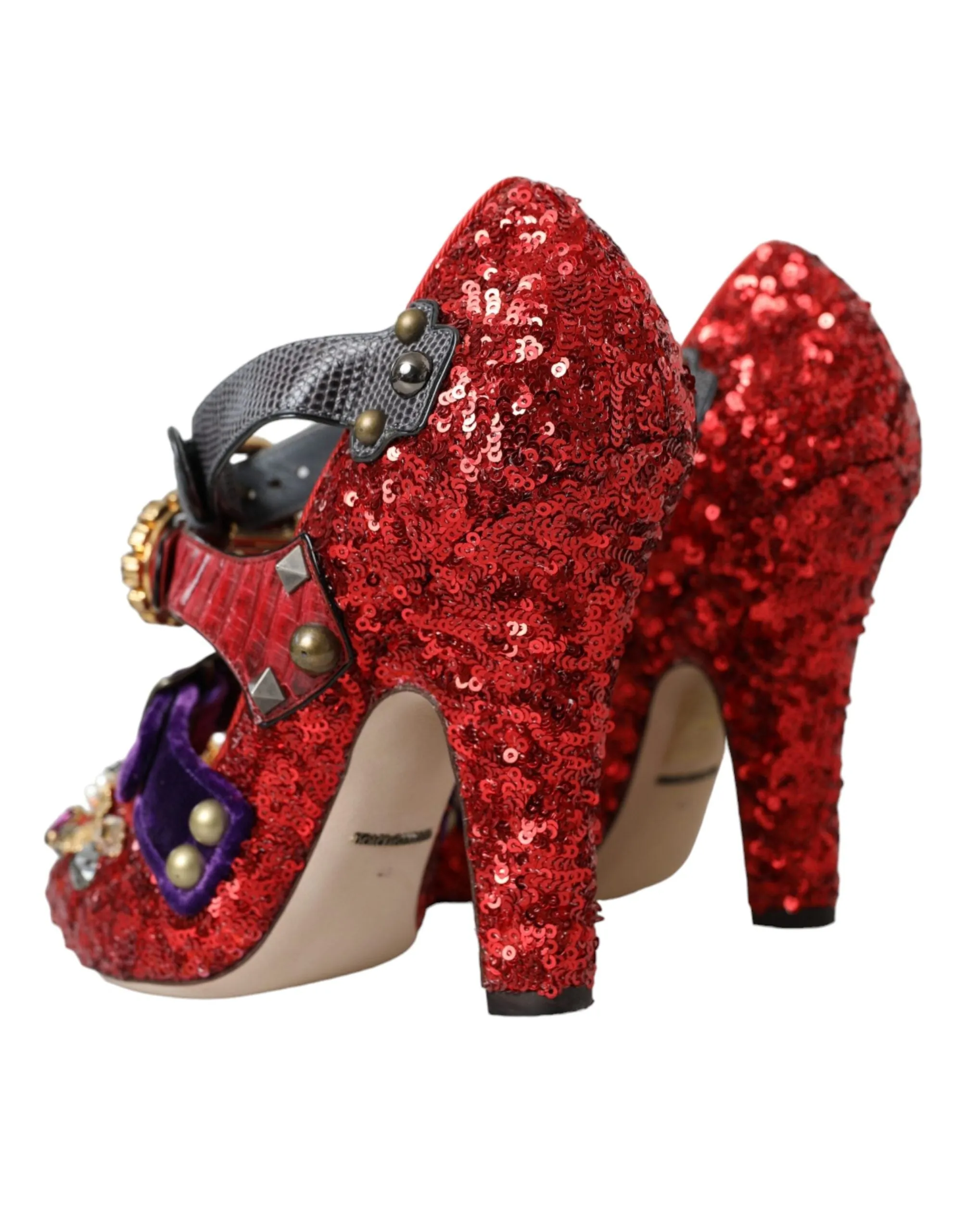 Red Sequined Crystal Mary Janes Pumps Shoes sold by Louxly product image thumbnail 4