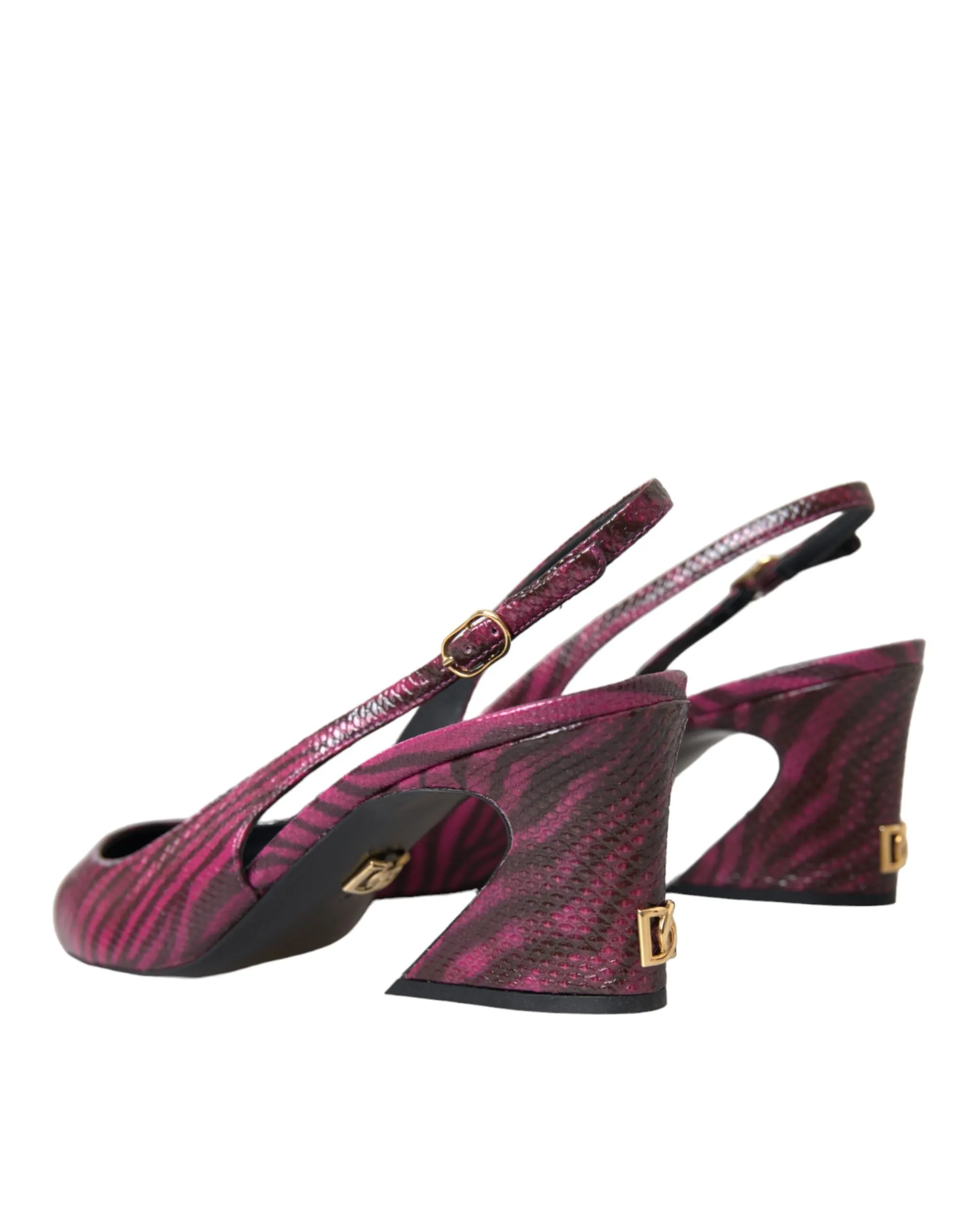 Maroon Zebra Leather Heels Slingbacks Shoes sold by Louxly product image thumbnail 4