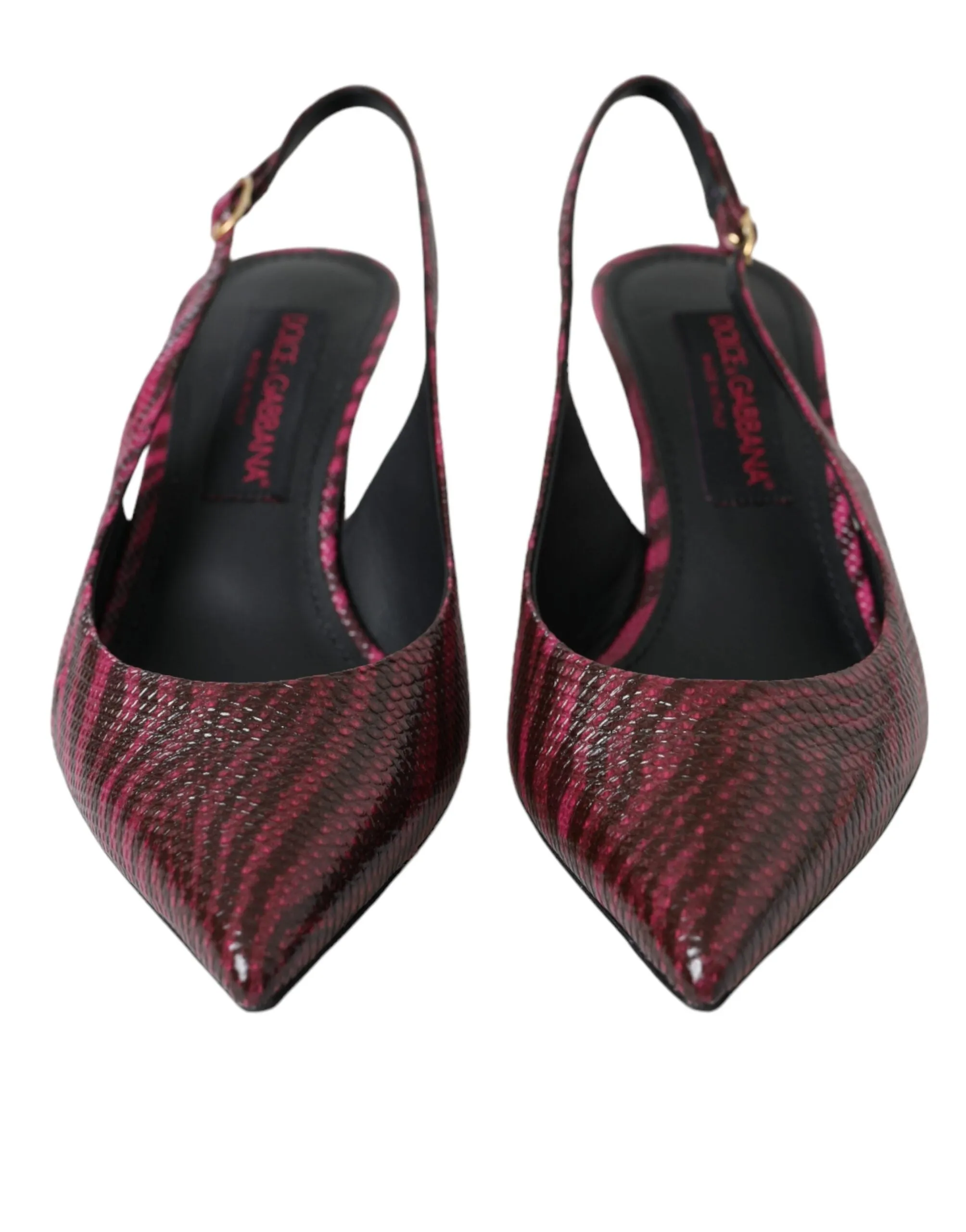 Maroon Zebra Leather Heels Slingbacks Shoes sold by Louxly product image thumbnail 2