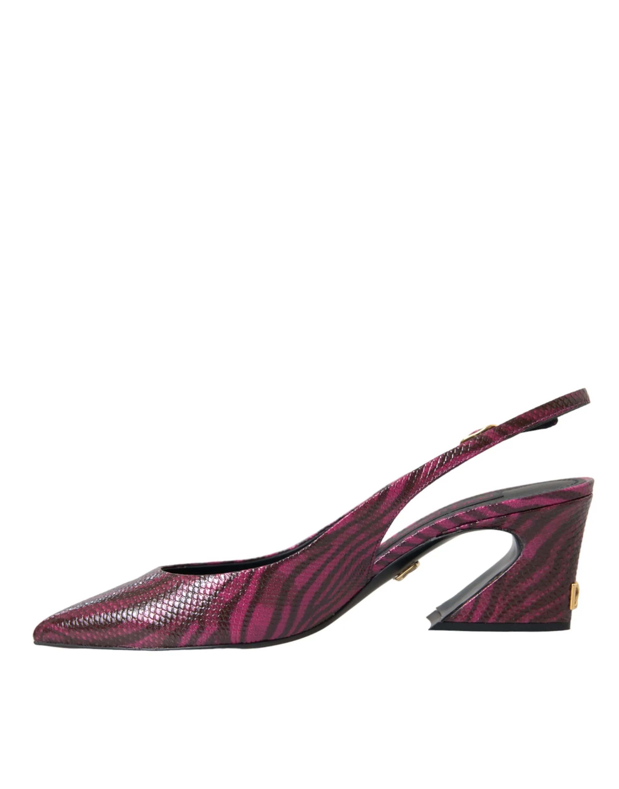 Maroon Zebra Leather Heels Slingbacks Shoes sold by Louxly product image thumbnail 5