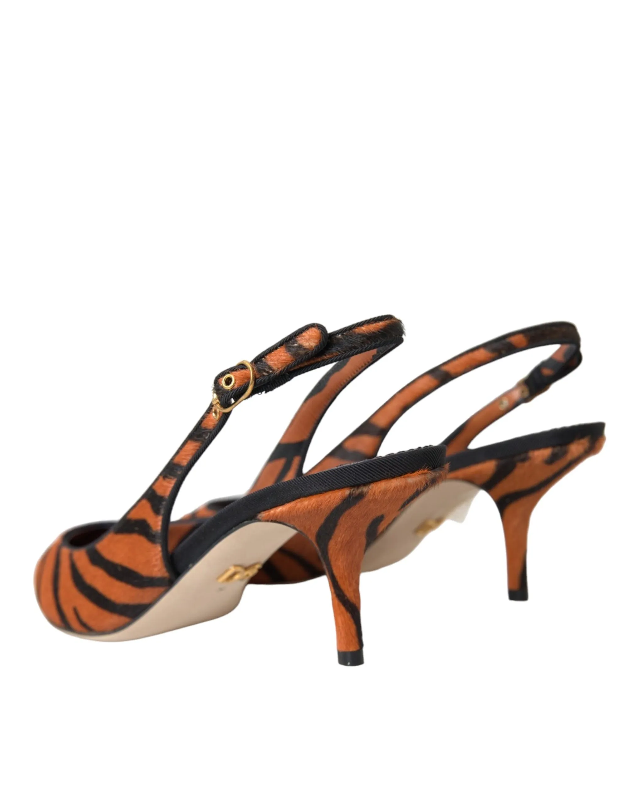 Black Orange Zebra Leather Slingbacks Shoes sold by Louxly product image thumbnail 4