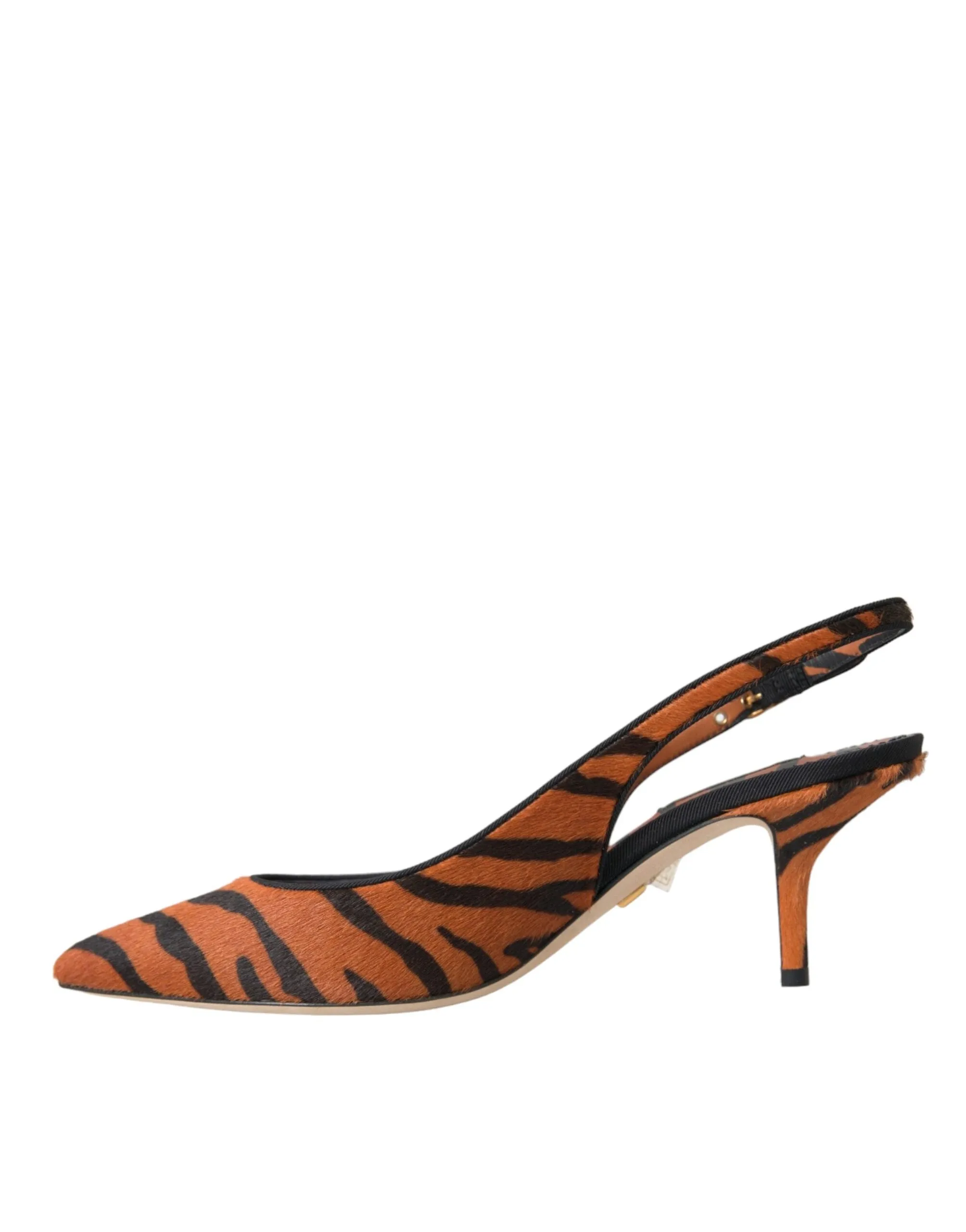 Black Orange Zebra Leather Slingbacks Shoes sold by Louxly product image thumbnail 5